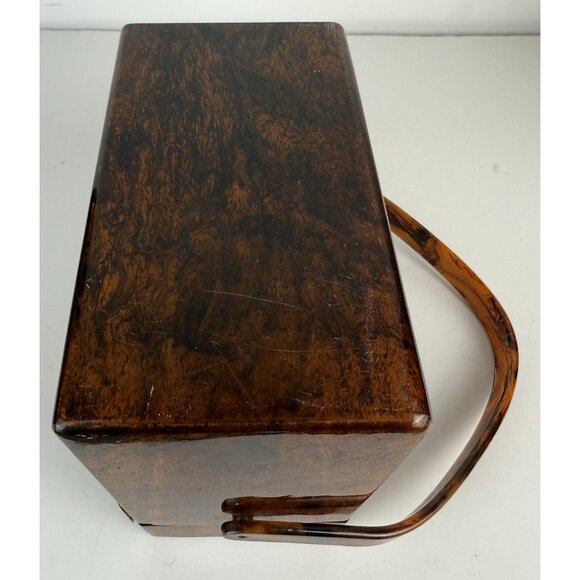 Wilardy Wood Grained Lucite Purse Handbag Vtg Authentic Handle Flower Clasp 50s - Picture 12 of 16